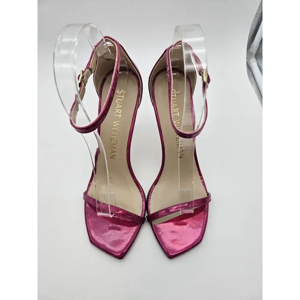 Stuart Weitzman Nudistcurve 100 Stilleto Heel in Pink Fushia Iridesent Women 9